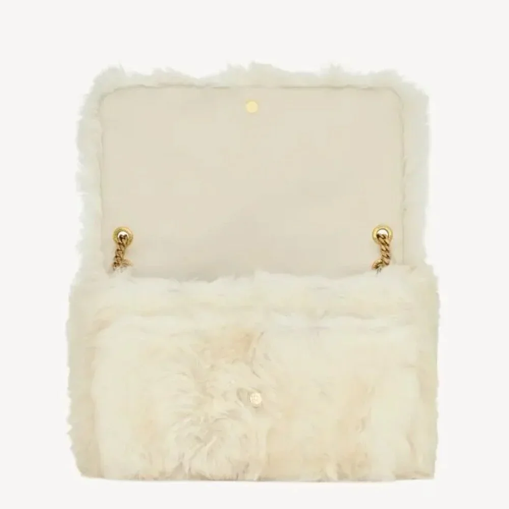 SAINT LAURENT POLAIRE SHEARLING LEATHER TRIMMED OVERSIZED NIKI CHAIN BAG NWT - Picture 6 of 9